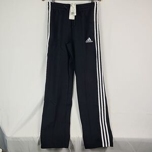 NEW Adidas Men's Essentials Fleece Open Hem 3 Stripes Black Pants Sz S GK9267